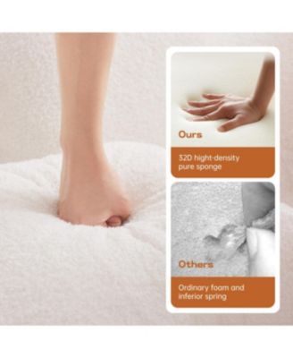 White Teddy Fabric Boneless Sofa with Double Chaises and Contrast Color Design