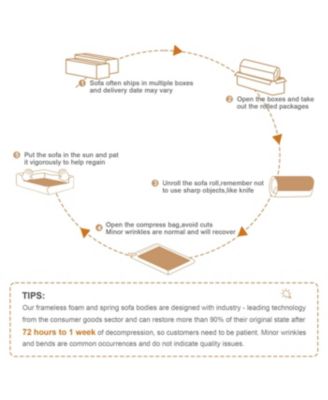 Boneless Sofa, 3 Seat Teddy Fabric, Anti-Slip, No Assembly, Camel