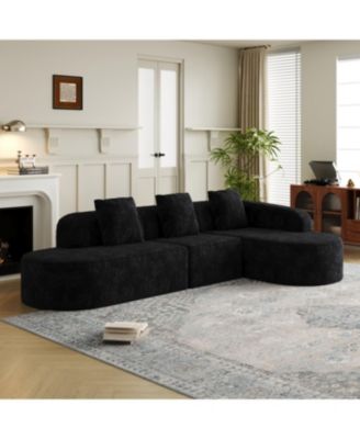 Streamdale L-shaped curved modular sofa, modern design, lychee-textured polyester fabric, curved backrest