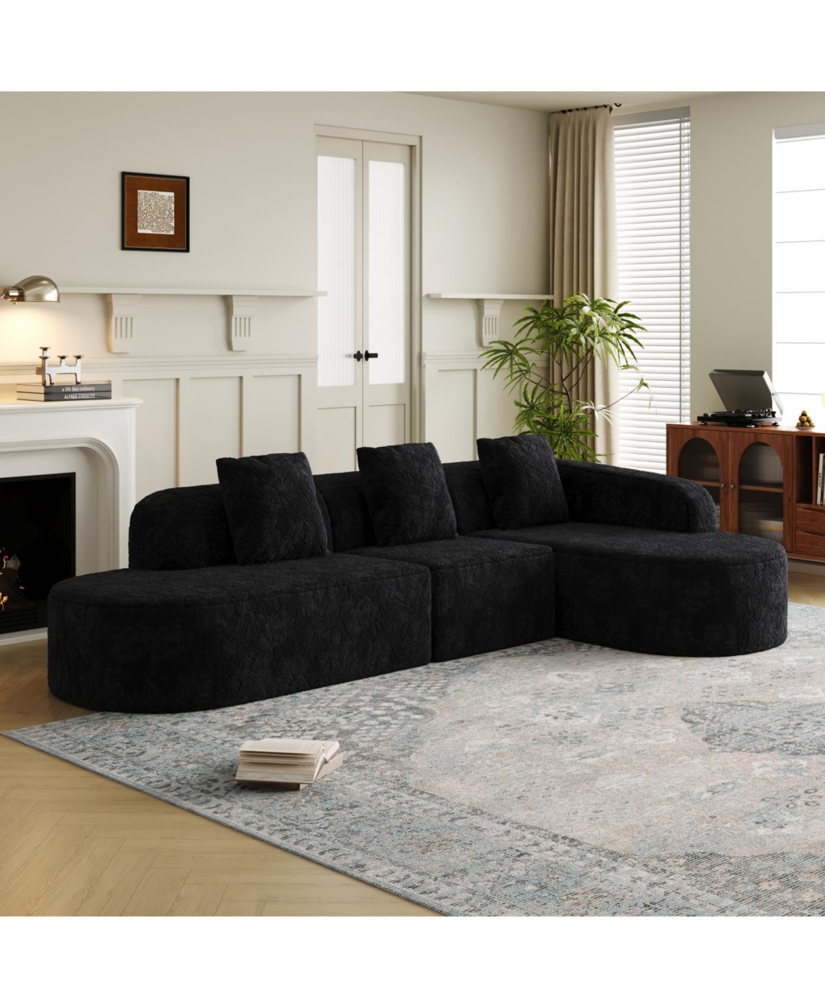 Streamdale Furniture Streamdale L-shaped curved modular sofa, modern design, lychee-textured polyester fabric, curved backrest