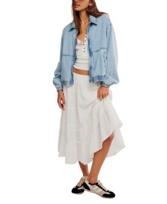 Women's Birdie Front-Zip Collared Denim Jacket