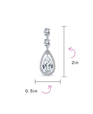 Set of 2 Art Deco Style Green or Red Cubic Zirconia Halo Large Teardrop CZ Statement Dangle Chandelier Earrings