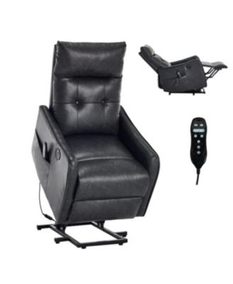 Streamdale Deep Grey PU Power Lift Recliner Chair with Massage & Heat