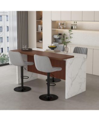 Streamdale Black Marble Kitchen Island with LED Lighting & Grille Details