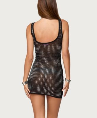 Women's Alida Rhinestone Sheer Mesh Mini Dress