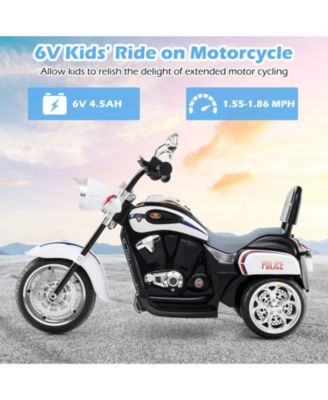 6V Toddler 3-Wheel Motorbike Ride-On Toy with Headlight and Horn - Black&White