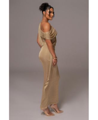 Women's Metallic Celestina Draped Maxi Dress