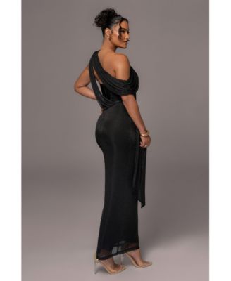 Women's Metallic Celestina Draped Maxi Dress