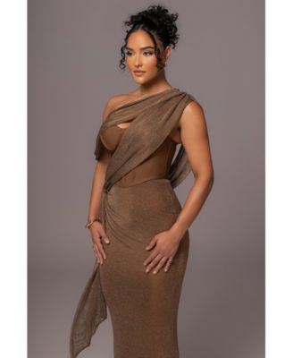 Women's Metallic Celestina Draped Maxi Dress