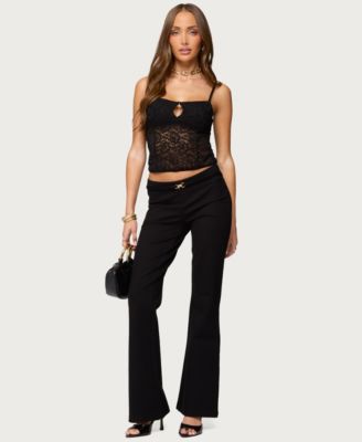 Women's Janice Sheer Lace Keyhole Tank Top