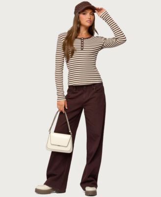 Women's Roma Striped Henley Top