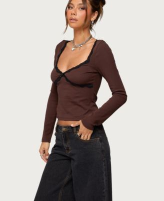 Women's Porta Contrast Lacey Top
