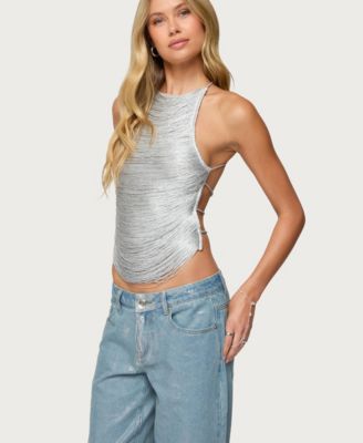 Women's Kalana Crisscross Backless Fringed Top
