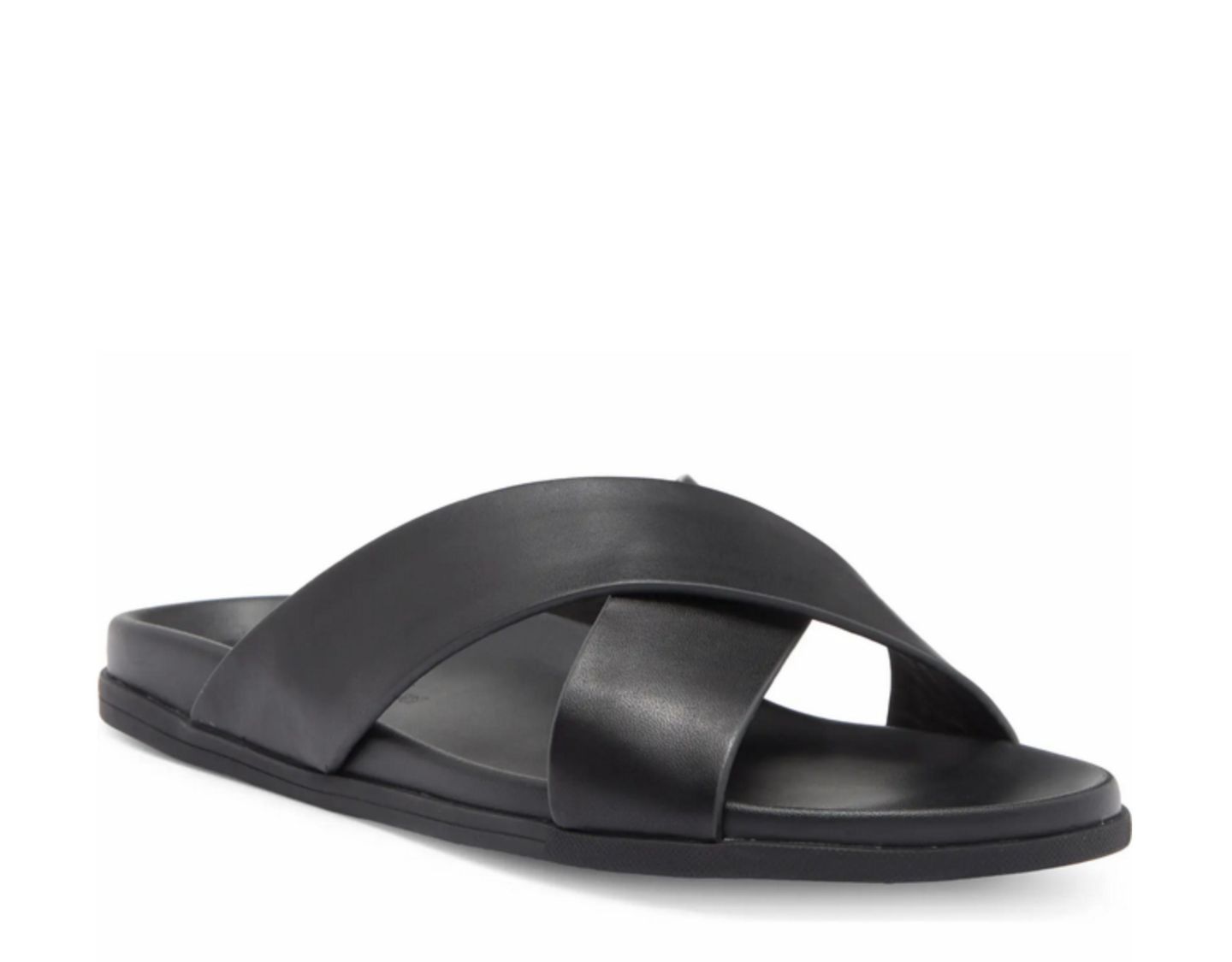 Мужские сандалии Blake McKay Jake Dress Casual Cross-Strap Leather Slide Sandal, цвет: Чёрный — фото 1