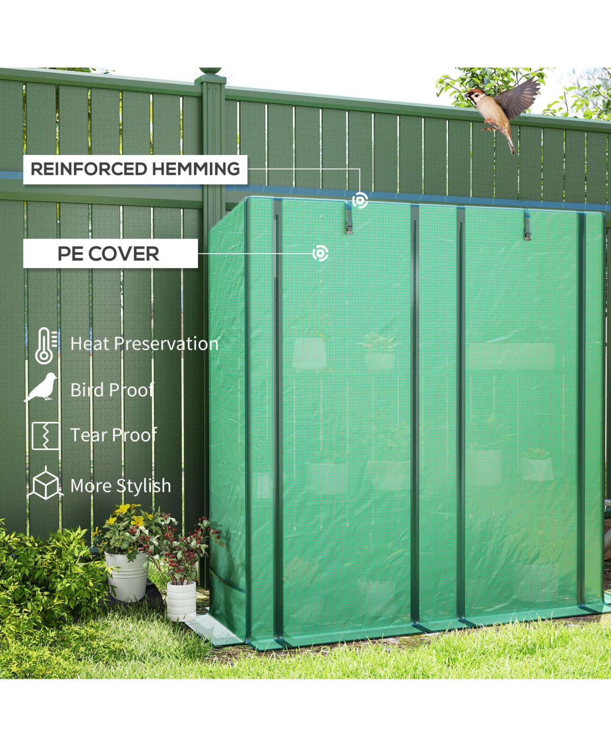 Outsunny Lean-to house with Roll-Up Doors, Portable house,