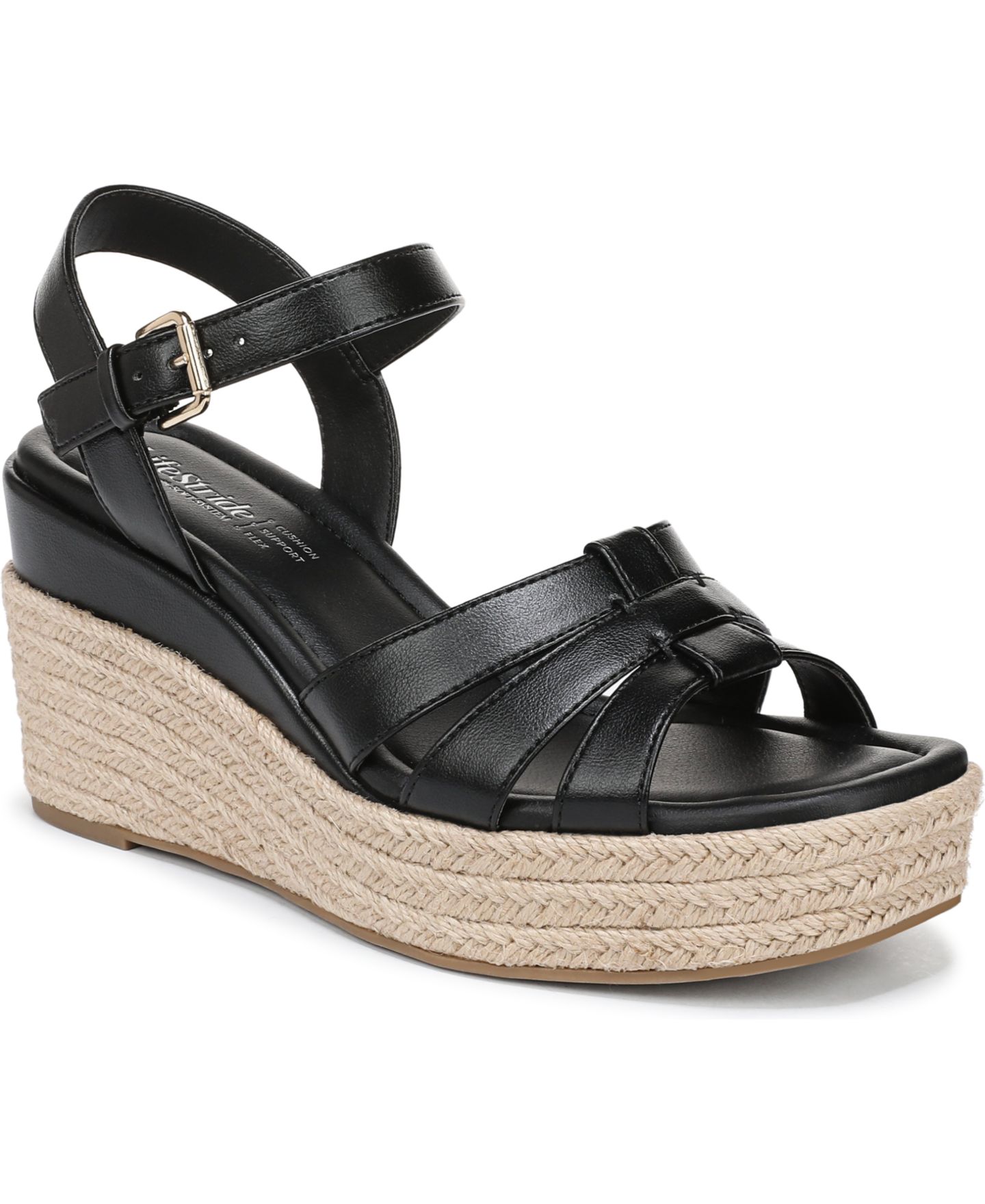 Женские сандалии LifeStride Havana Espadrille Wedge, цвет: Чёрная искусственная кожа — фото 1