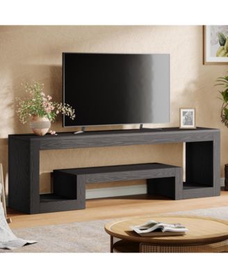 63-Inch TV Stand for 55/60/65/75-Inch TVs, Farmhouse Entertainment Center, Rustic Brown