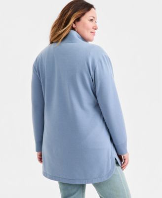 Plus Size Luxsoft Fleece Quarter-Zip Tunic Sweatshirt