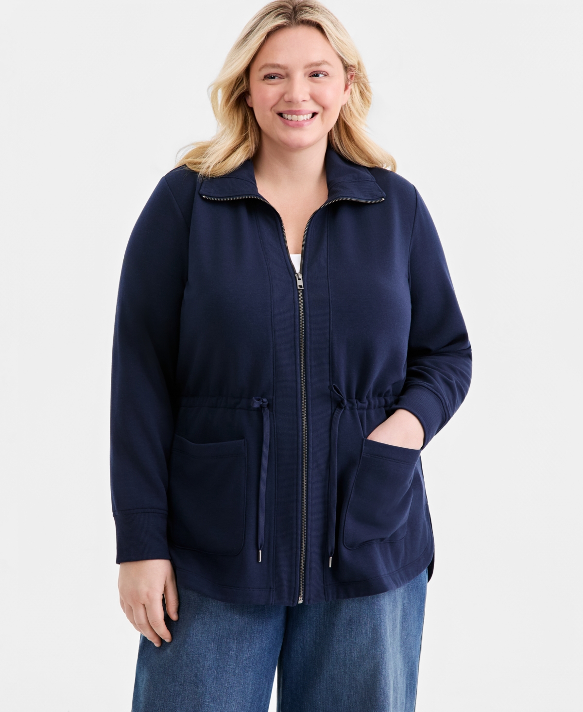 Style & Co Plus Lux Soft Fleece Anorak Knit Jacket, Macy's Exclusive