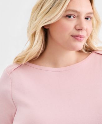 Plus Size Pima Cotton 3/4-Sleeve Top