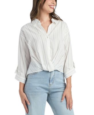 Women's Variegated Stripe Button-Up Top