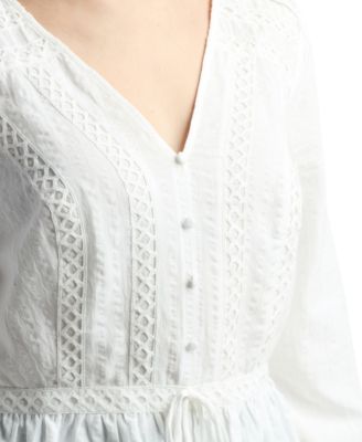 Women's Solid Dobby Long-Sleeve Top