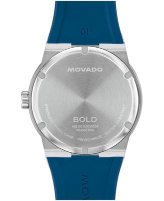 Men's Bold Fusion Swiss Quartz Blue Silicone Watch, 42.30mm