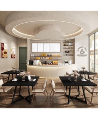 Square Dining Table Set of 2, 31.5" Industrial Dinner Table with Metal Base, Wood Kitchen Table for 10 People, Brown Bar Table