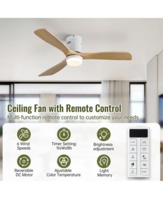 52-inch Modern White 3-Blade Light Ceiling Fan with Remote Control and Supporting Mobile Device Connection
