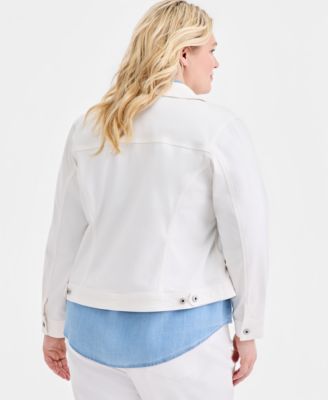 Plus Size Classic Button-Front Denim Jacket