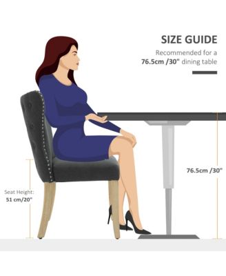 Dining Chairs Set of 2 with Wing Backrest Rubber Wood Legs Charcoal