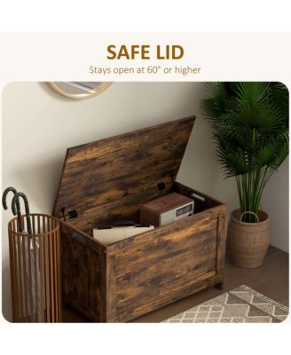 29.9" Storage Chest w/ 2 Safety Hinges, Wooden Box,