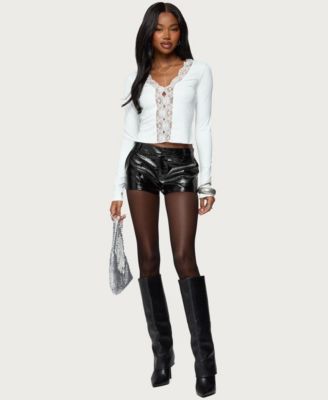 Women's Arellia Cutout Sheer Lacey Top