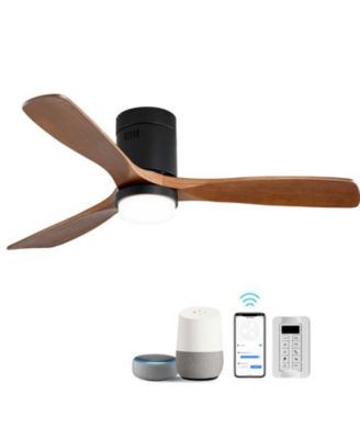 52-inch Modern Black 3-Blade Light Ceiling Fan with Remote Control and Supporting Mobile Device Connection