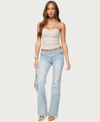 Women's Kenza Belted Low Rise Flared Jeans