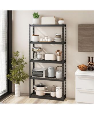 5-Tier Metal Shelving Unit with Anti-slip Foot Pad Height Adjustable Shelves for Garage-S