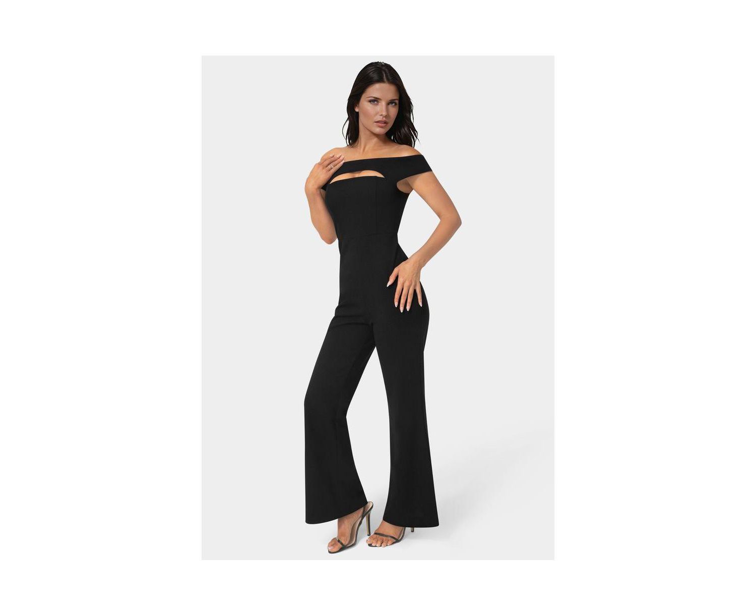 Women's Off the Shoulder Cut Out Wide Leg Jumpsuit