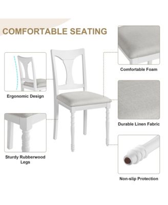 7-Piece Extendable Dining Set with 60-78 Inch Wood Table 6 Upholstered Chairs and Removable Leaf