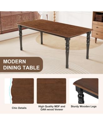 7-Piece Extendable Dining Set with 60-78 Inch Wood Table 6 Upholstered Chairs and Removable Leaf