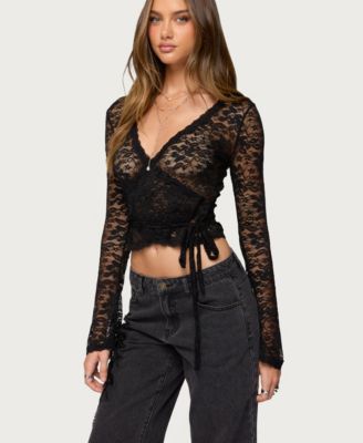 Women's Medora Sheer Lace Wrap Top