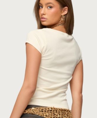 Women's Oliana Ribbed Boat Neck T Shirt