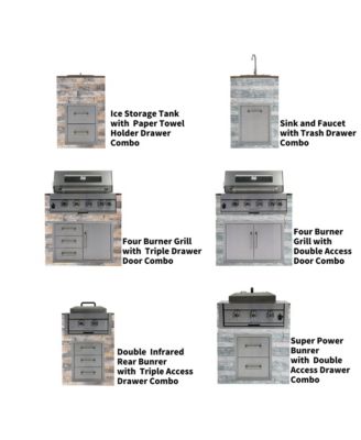 32" Built-In Gas Grill Outdoor Kitchen with Infrared Burner, Sink & Tool Set