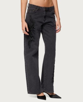 Women's Rossa Beaded Low Rise Baggy Jeans