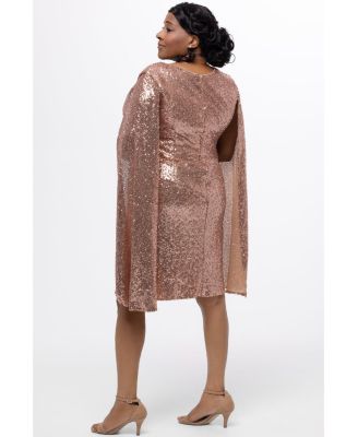 Women's Sequin V-Neck Cape Sleeve Party Dress