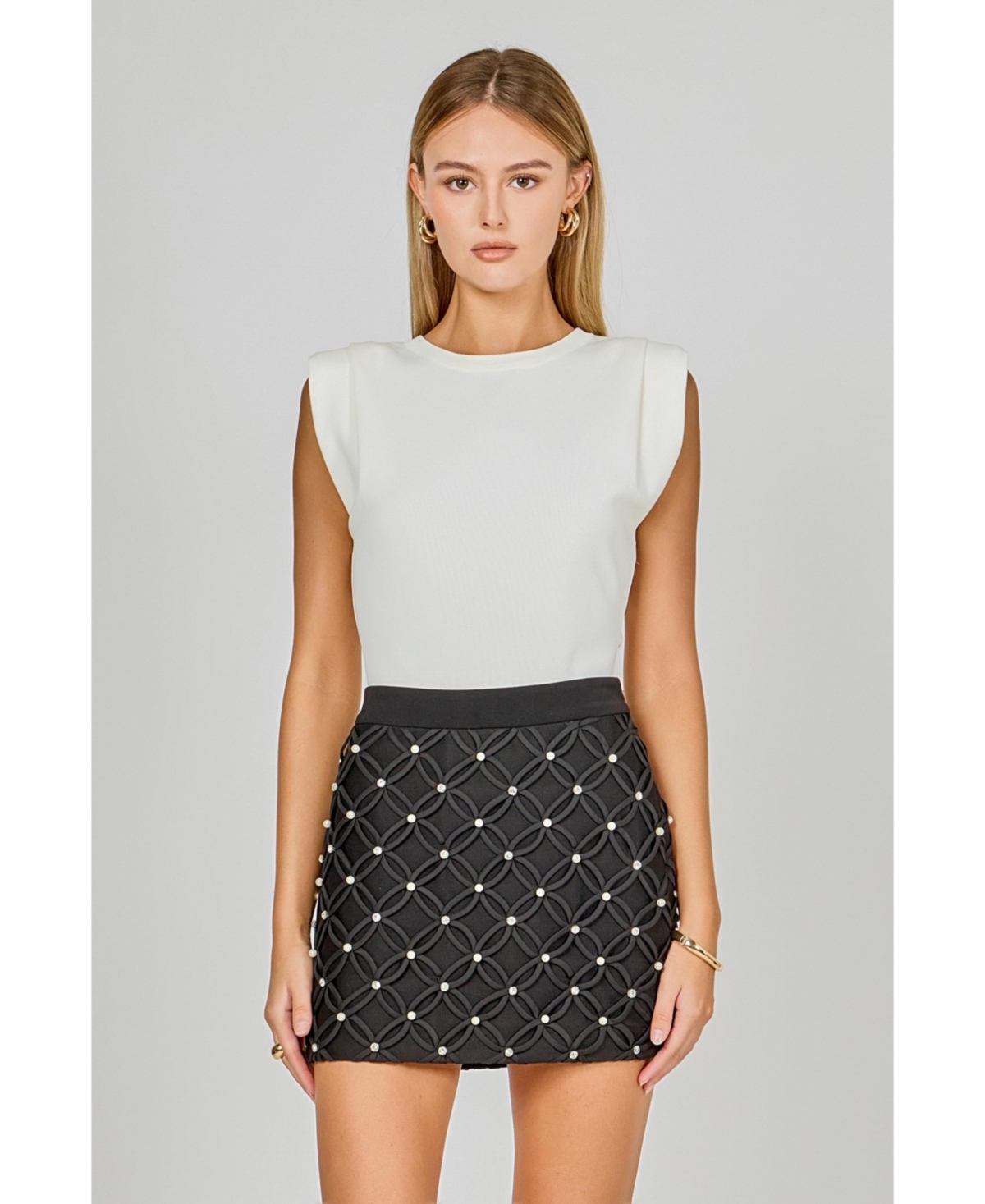 endless rose Women's Knit Pleated Shoulder Top