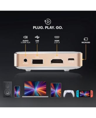 Luma 75 Ultra Mini Projector, Portable Pico Projector with Overhead Tripod & Case (White)