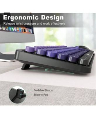 + 2.4GHz Wireless, Quiet, Slim, Round Keys, Cute Design, Black Purple + Keyboard & Mouse Combo