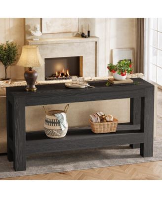 63-Inch Wood Entryway Table, Long Farmhouse Narrow Console Table for Living Room