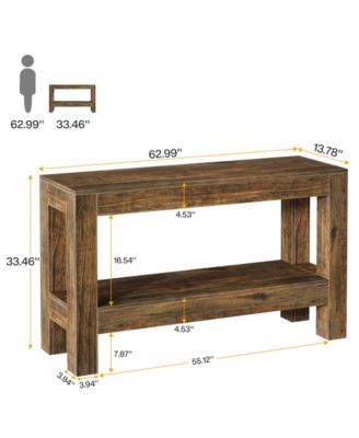 63-Inch Wood Entryway Table, Long Farmhouse Narrow Console Table for Living Room