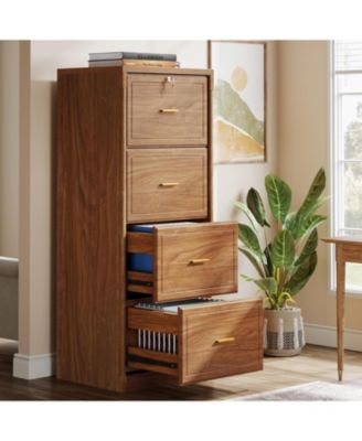4-Drawer File Cabinet, Vertical Filing Cabinet with Lock, Wood Storage Cabinet , Locable File Cabinet for A4/F4/Letter/Legal Size Files